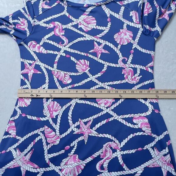 Barbara Gerwit Shift Mini Dress Womens Sz M Blue Seashell Nautical Print - Picture 8 of 10